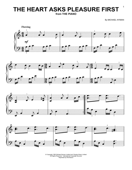 The Heart Asks Pleasure First From The Piano Sheet Music