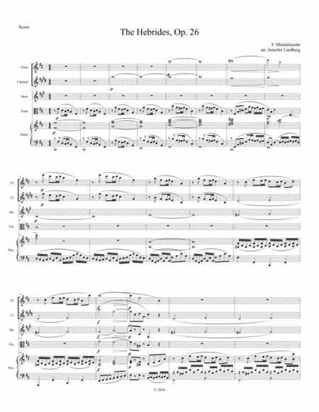 The Hebrides Op 26 For Quintet Sheet Music