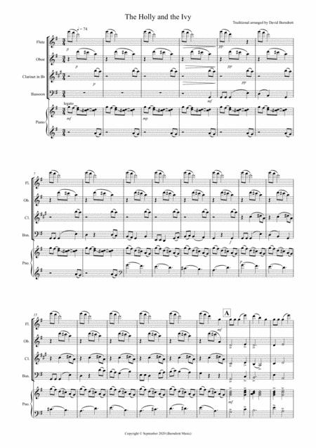 Free Sheet Music The Holly And The Ivy For Wind Quartet