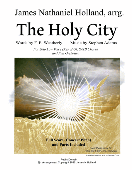 The Holy City For Low Voice Satb Choir And Orchestra Key Of G Sheet Music