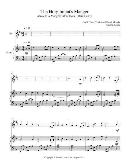 The Holy Infants Manger Treble Eb Instrument Solo Sheet Music