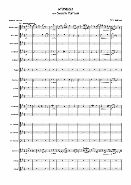 The Intermezzo From Cavalleria Rusticana Arranged For Brass Band Sheet Music