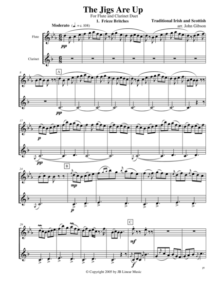 The Jigs Are Up Celtic Music For Flute And Clarinet Duet Sheet Music