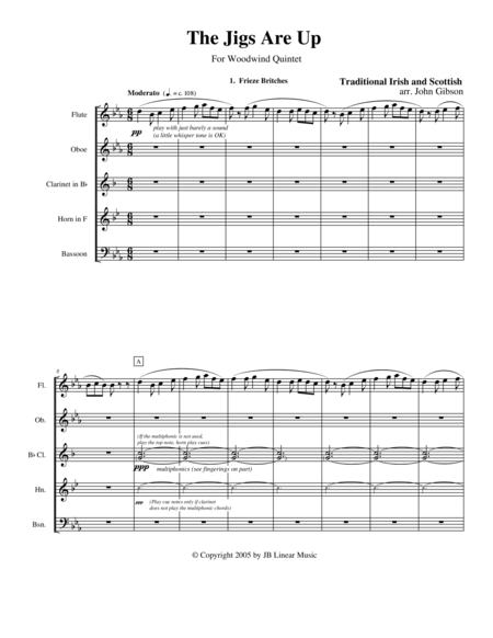 The Jigs Are Up Celtic Music For Woodwind Quintet Sheet Music