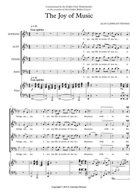 Free Sheet Music The Joy Of Music Satb Piano