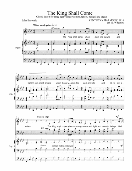 The King Shall Come Sheet Music