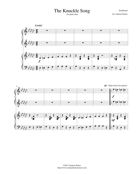 Free Sheet Music The Knuckle Song For Piano Duet