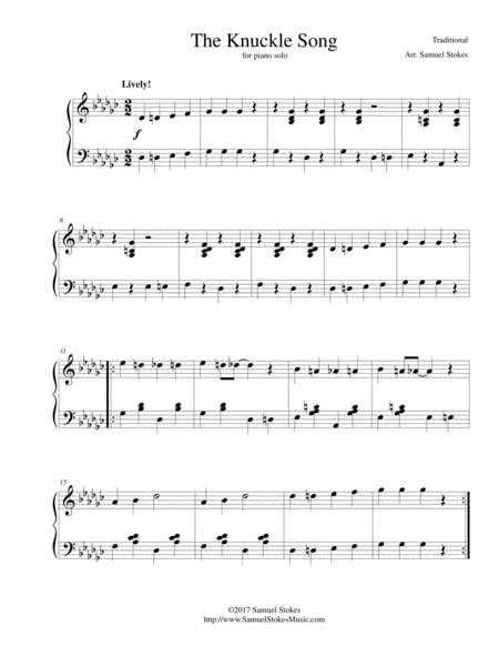 The Knuckle Song For Piano Solo Sheet Music