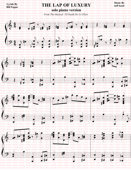 The Lap Of Luxury Solo Version Sheet Music