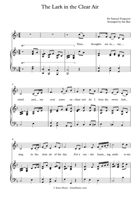 Free Sheet Music The Lark In The Clear Air Vocal