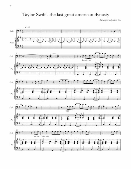 Free Sheet Music The Last Great American Dynasty Cello And Piano Arrangement