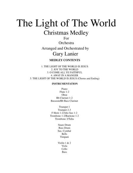 Free Sheet Music The Light Of The World Orchestra And Parts