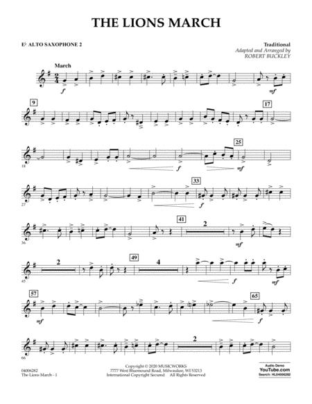 Free Sheet Music The Lions March Arr Robert Buckley Eb Alto Saxophone 2