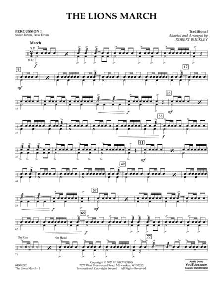 Free Sheet Music The Lions March Arr Robert Buckley Percussion 1