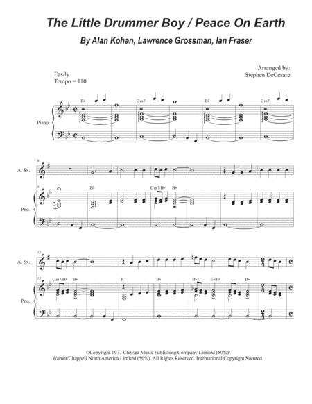 The Little Drummer Boy Peace On Earth For Alto Saxophone And Piano Sheet Music