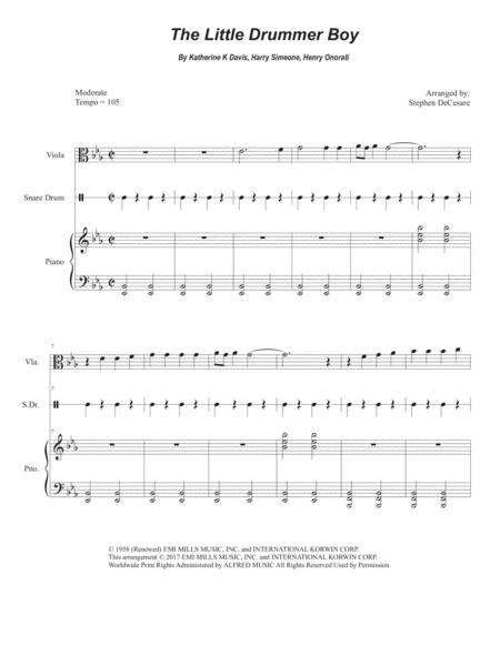 The Little Drummer Boy Viola Solo And Piano Sheet Music