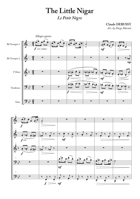 Free Sheet Music The Little Nigar For Brass Quintet