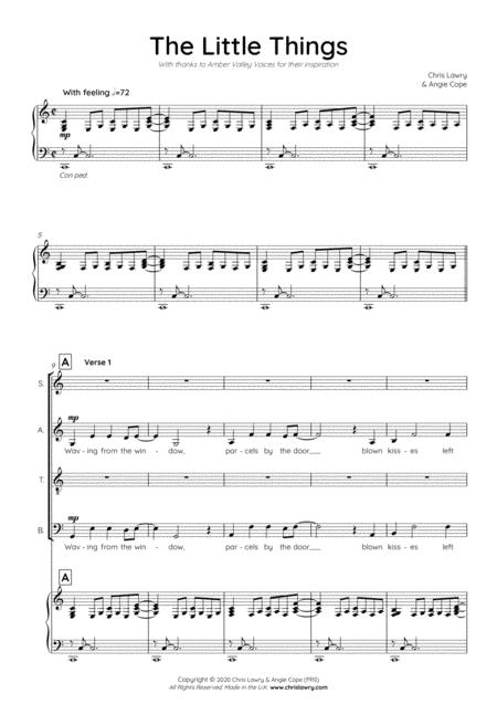 The Little Things The Lockdown Song Satb Choir With Piano Accompaniment Chris Lawry Sheet Music