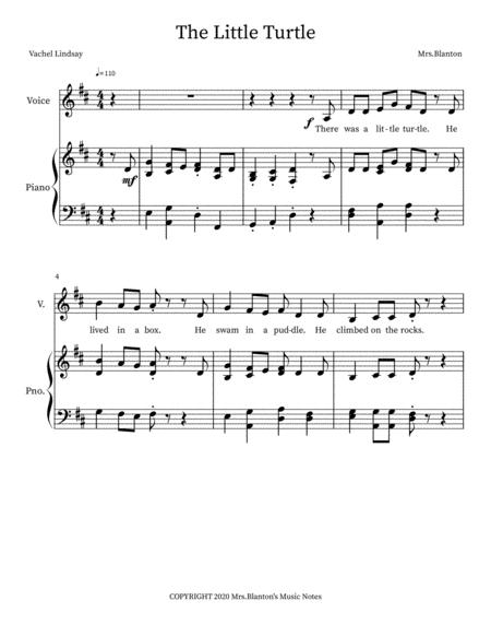 Free Sheet Music The Little Turtle A Childrens Poem Set To Music With Accompaniment
