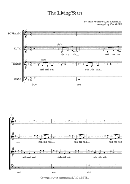 Free Sheet Music The Living Years Arranged For A Capella Choir