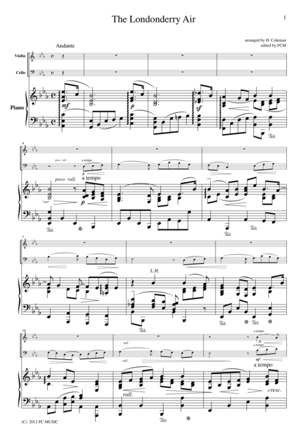 The Londonderry Air For Piano Trio Pm201 Sheet Music