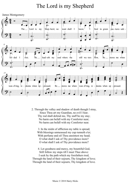 The Lord Is My Shepherd A New Tune To A Wonderful Old Hymn Sheet Music