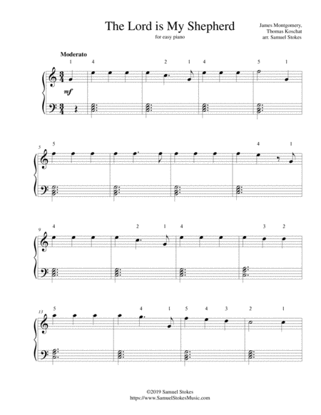 The Lord Is My Shepherd For Easy Piano Sheet Music