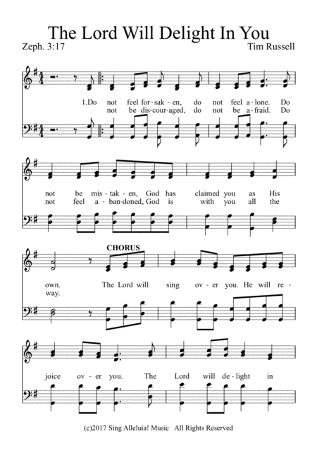 The Lord Will Delight In You Sheet Music