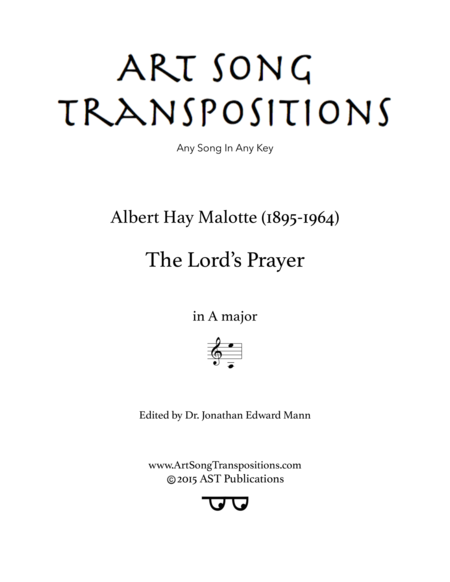 Free Sheet Music The Lords Prayer A Major