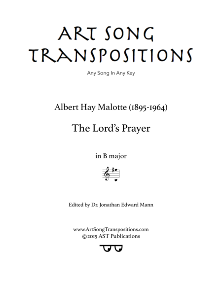 Free Sheet Music The Lords Prayer B Major