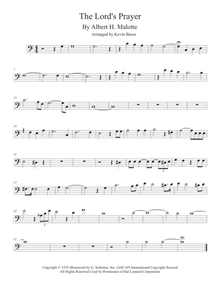 The Lords Prayer Easy Key Of C Trombone Sheet Music