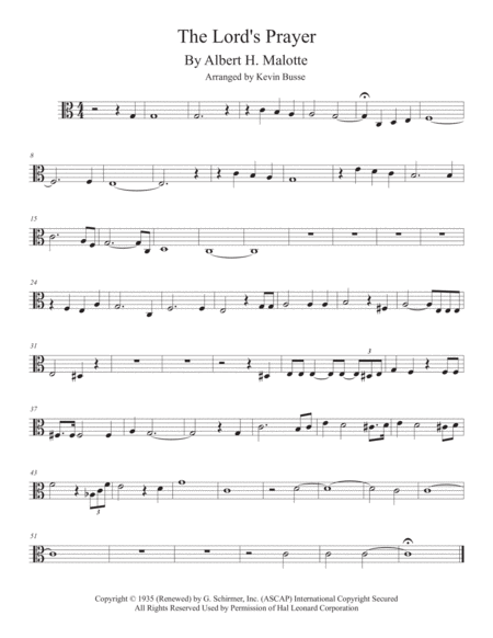 Free Sheet Music The Lords Prayer Original Key Viola