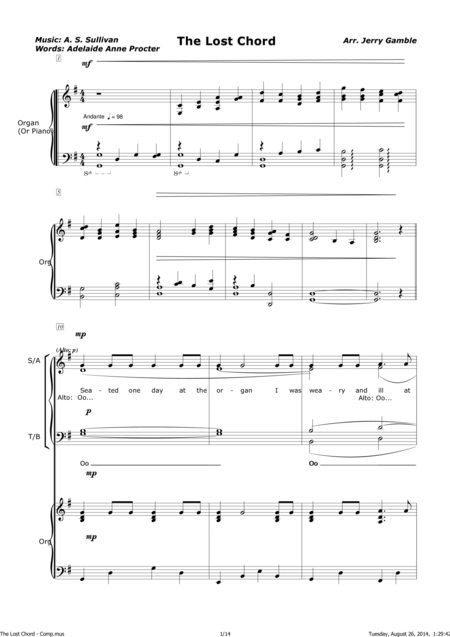 Free Sheet Music The Lost Chord