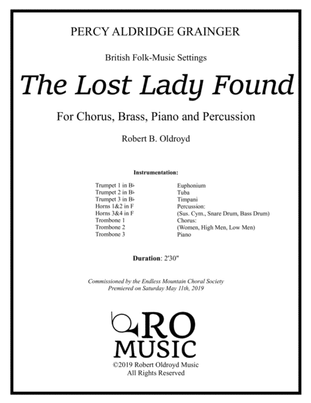 The Lost Lady Found For Brass Choir And Chorus Sheet Music