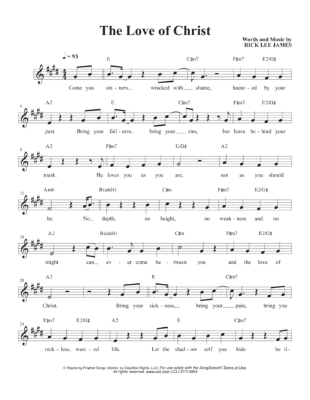 Free Sheet Music The Love Of Christ