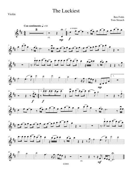 Free Sheet Music The Luckiest For String Quartet Intermediate Advanced