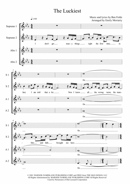 Free Sheet Music The Luckiest Ssaa