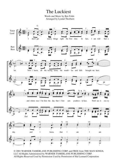 Free Sheet Music The Luckiest Womens Ssaa