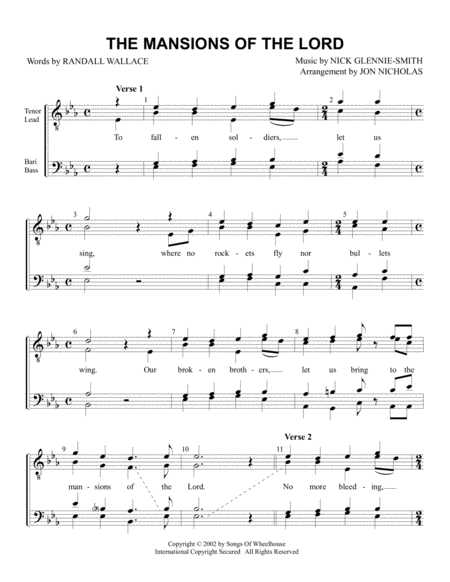 Free Sheet Music The Mansions Of The Lord