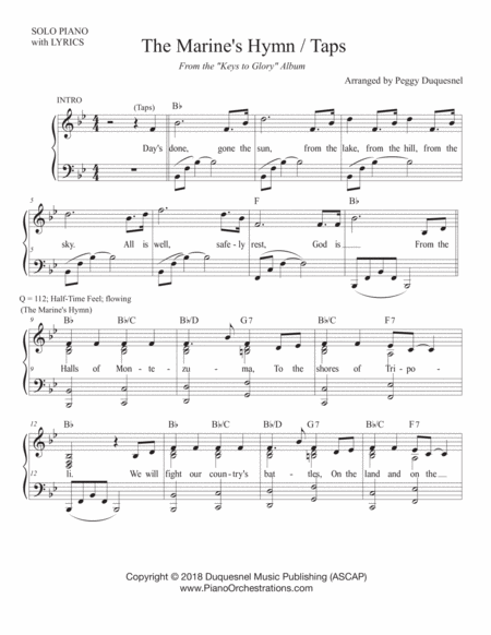 Free Sheet Music The Marines Hymn Taps Bb