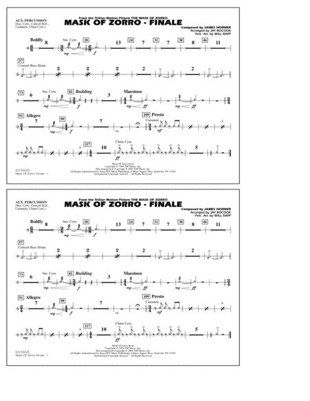 Free Sheet Music The Mask Of Zorro Finale Arr Jay Bocook Aux Percussion