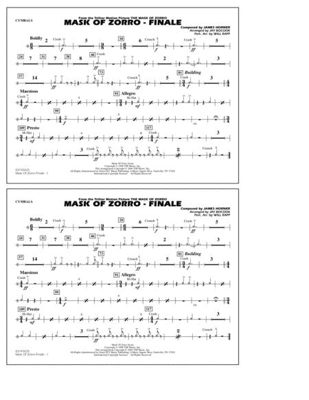 The Mask Of Zorro Finale Arr Jay Bocook Cymbals Sheet Music