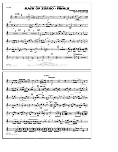 Free Sheet Music The Mask Of Zorro Finale Arr Jay Bocook F Horn