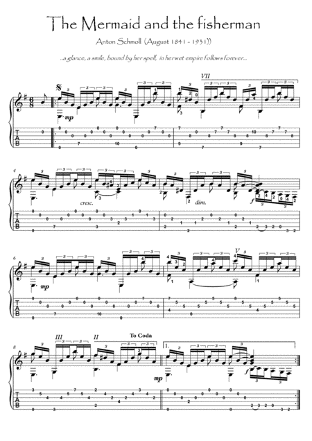 The Mermaid And The Fisherman Guitar Solo Sheet Music