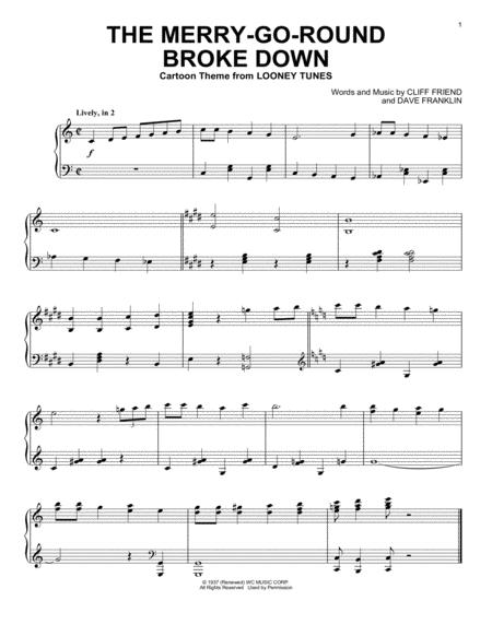 Free Sheet Music The Merry Go Round Broke Down From Looney Tunes
