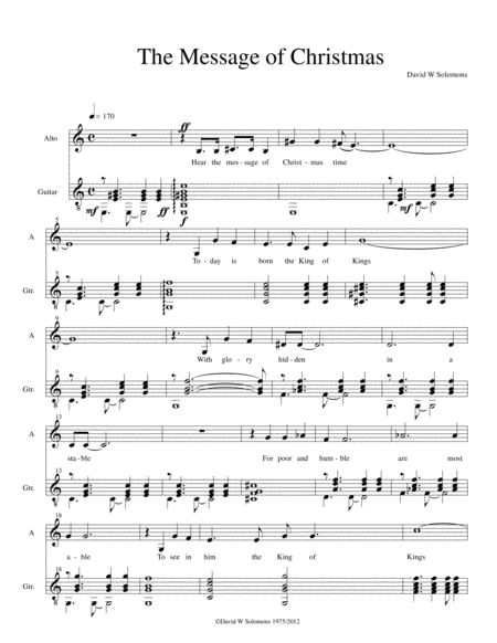 Free Sheet Music The Message Of Christmas For Alto Voice And Guitar