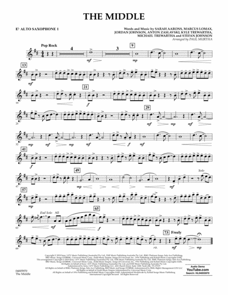 The Middle Arr Paul Murtha Eb Alto Saxophone 1 Sheet Music