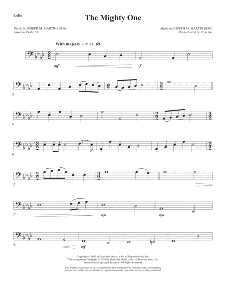 Free Sheet Music The Mighty One Cello