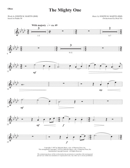 Free Sheet Music The Mighty One Oboe