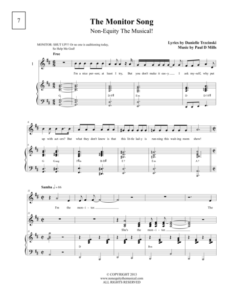 Free Sheet Music The Monitor Song